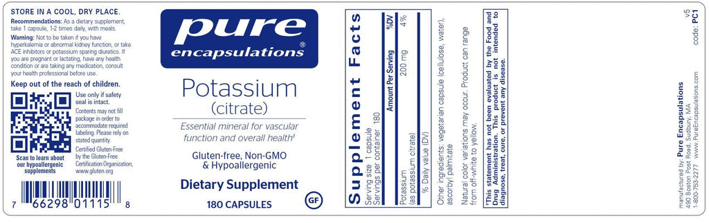 Potassium (Citrate) 180caps