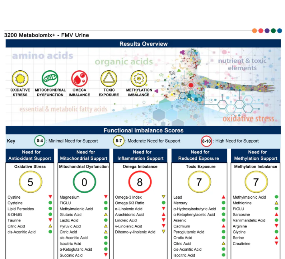 NUTRIENT PANEL - Metabolomix+ - Urine (Genova Diagnostics)