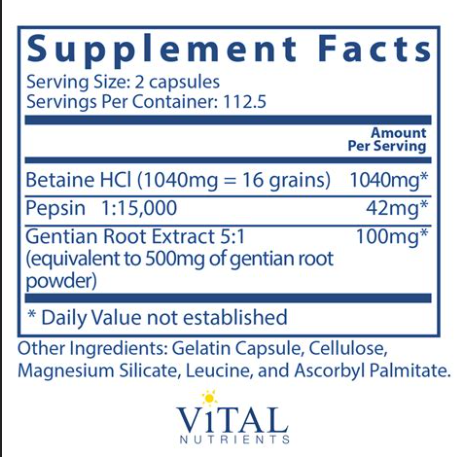 Betaína HCL con raíz de genciana