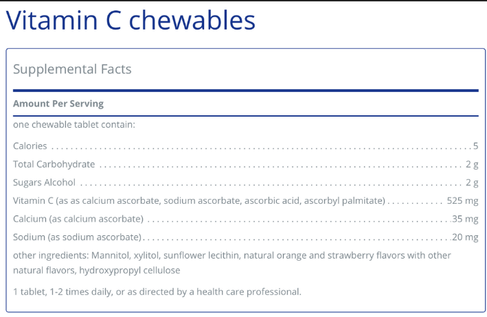 Tabletas masticables de vitamina C